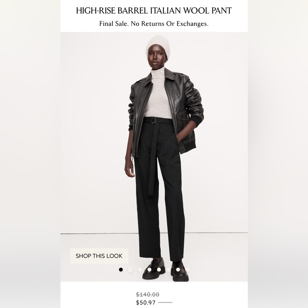 NWT Banana Republic Black Wool Barrel Pants